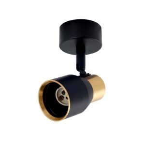 FOCO SOBREPUESTO NEGRO DORADO BATRO PORTA GU10 SIMPLE